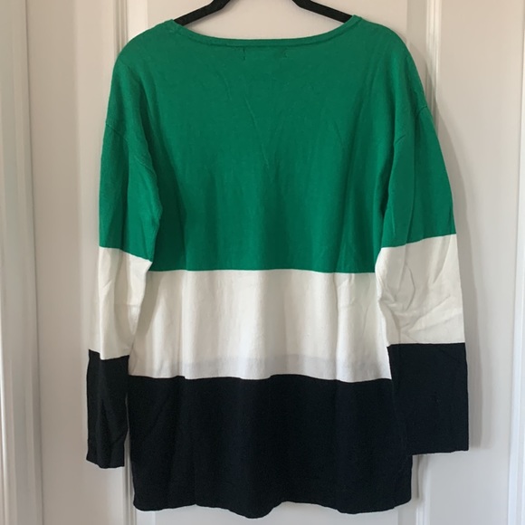 NWT AUGUST SILK Colorblock Stripes Long Sleeves Cotton Blend Sweater Size M - Picture 8 of 12